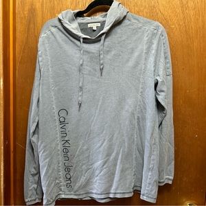 Calvin Klein Men’s SZ M Hooded Pullover Long Sleeve Shirt Gray #2448